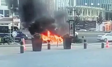 Seyir halinde alev aldı