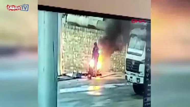 Varildeki ateşte ısınmaya çalışırken pantolonu tutuştu! O anlar kamerada | Video