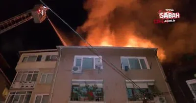 İstanbul Beşiktaş’ta 4 katlı binanın çatı katı yandı | Video