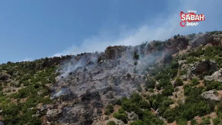 Kepez'de makilik alanda çıkan yangın yerleşim alanına ulaşmadan kontrol altına alındı | Video