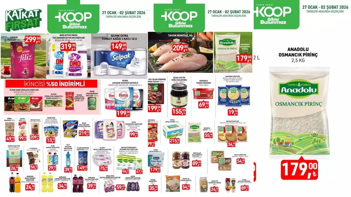 Tarım Kredi Market 27 Ocak - 2 Şubat 2026 indirimli ürünler kataloğu: Ayçiçek yağı, toz şeker ve peynir...
