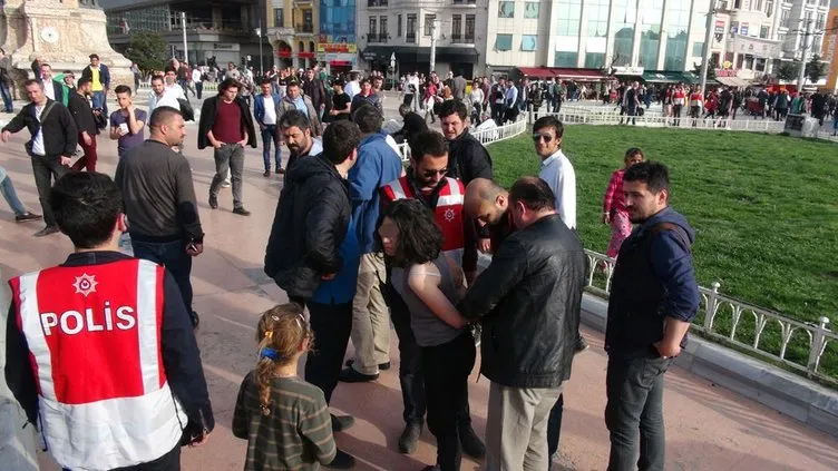 Bıçaklı kız Taksim Meydanı’nı karıştırdı!