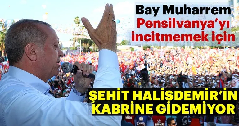 Cumhurbaşkanı Erdoğan: Bay Muharrem Şehit Halisdemir'in kabrine gidemedi