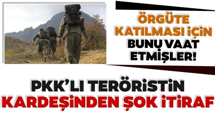 Son dakika: PKK'lı teröristin kardeşinden şok itiraf! Örgüte katılması için bunu vaat etmişler...