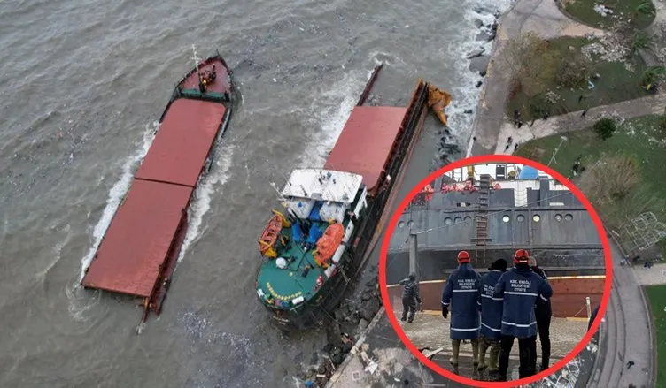 Zonguldak’ta ikiye bölünen gemi görüntülendi! İşte tahliye anları!