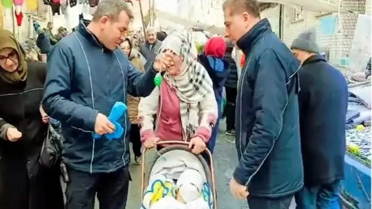 Sahte serum hortumu ile dilencilik yapan kadını zabıta yakaladı