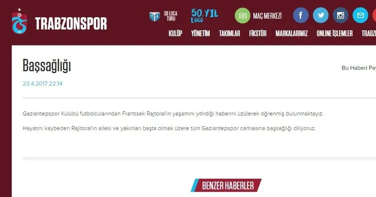 Trabzonspor’dan başsağlığı