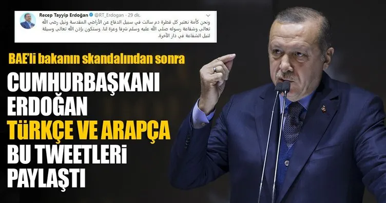 Cumhurbaşkanı Erdoğan’dan Türkçe ve Arapça tweet