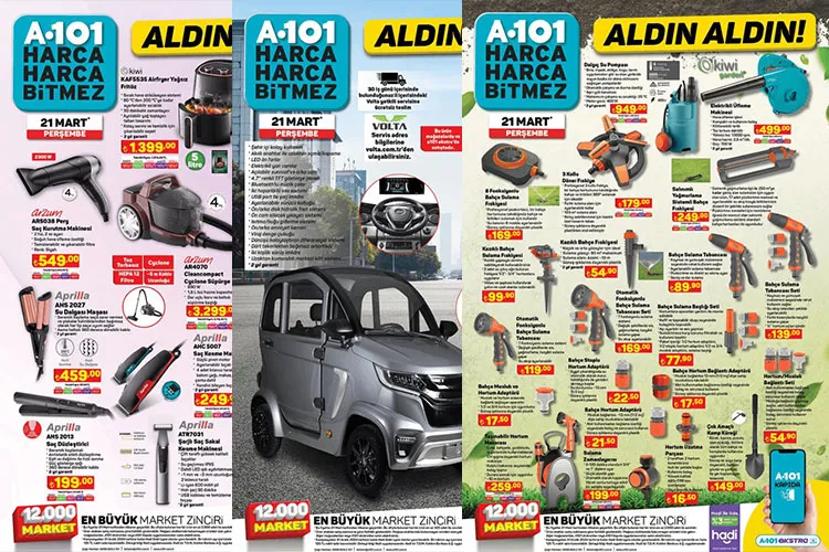 A101 KATALOG 21 Mart Perşembe: Elektrikli araç, airfryer, süpürge… İşte ...