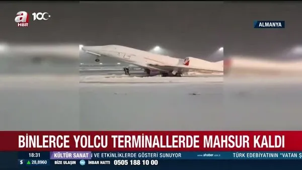 Almanya'da kar yağışı çileye dönüştü: Uçak seferleri iptal edildi, yolcular terminallerde mahsur kaldı | Video