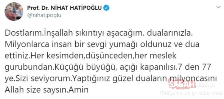 Nihat Hatipoğlu'ndan son dakika haberi: Nihat Hatipoğlu karantina odasından yazdı...