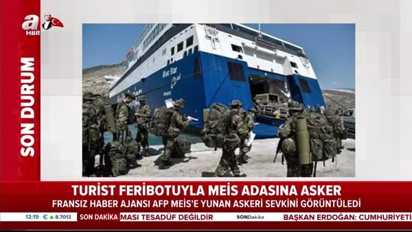 Son dakika haberi | Yunanistan'dan yeni tehlikeli provokasyon!  Turist feribotuyla Meis adasına asker çıkardılar | Video