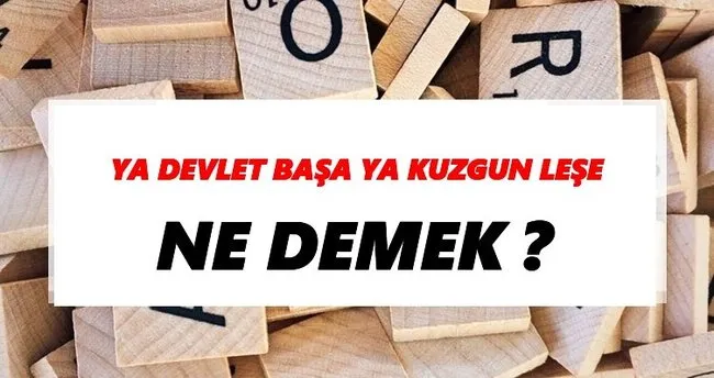Ya devlet başa ya kuzgun leşe Ne Demek? TDK’ya Göre Ya devlet başa ya kuzgun leşe Sözlük Anlamı Nedir?