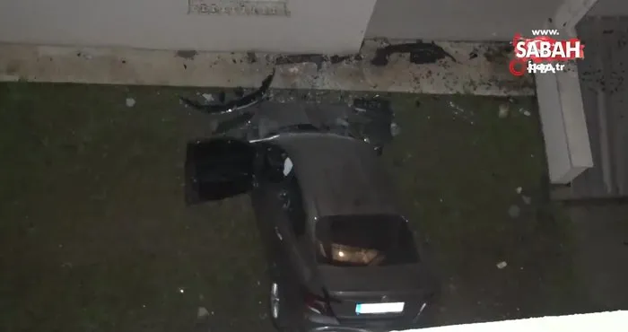 Ankara’da ilginç kaza: Kontrolden çıkan otomobil binanın 3’üncü katına çarptı | Video