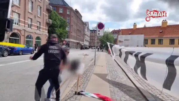 Danimarka'da Kur'an-ı Kerim'in yakılmasını önlemeye çalışan kadına polisten sert müdahale | Video