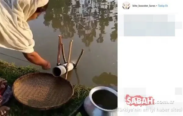 Öyle bir tuzak kurdu ki... İlginç balık avlama yöntemi!