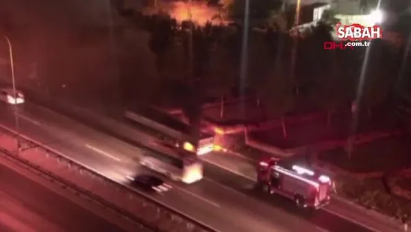 Sancaktepe TEM Otoyolu'nda TIR'da çıkan yangını itfaiye söndürdü | Video