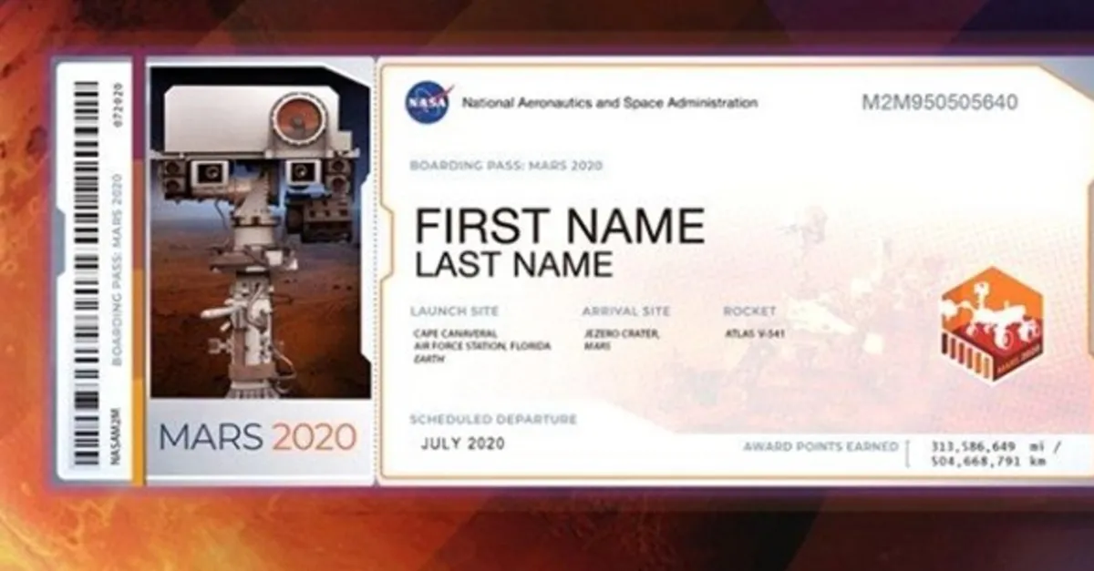 nasa mars bileti 2020 nasil alinir