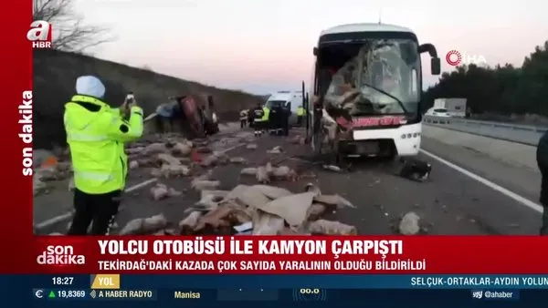 Tekirdağ'da korkunç kaza! Yolcu otobüsü ile kamyon çarpıştı | Video