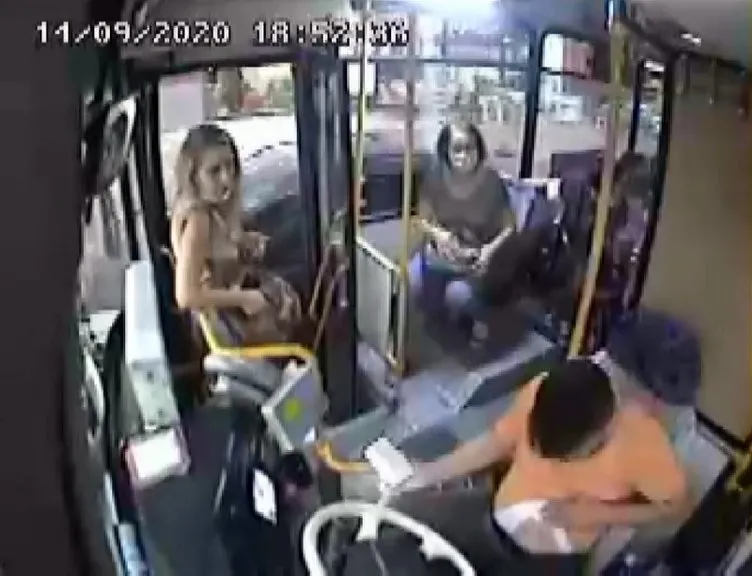 Yanlış park uyarısı yapan otobüs şoförüne darp kamerada