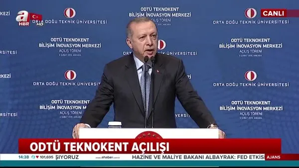 Cumhurbaşkanı Erdoğan, ODTÜ Teknokent'in açılış töreninde açıklamalarda bulundu