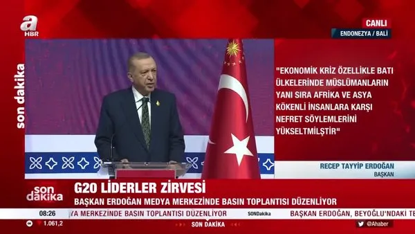 Son Dakika: Başkan Erdoğan'dan G20 Liderler Zirvesi'nde önemli açıklamalar | Video