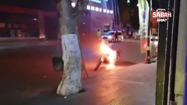 Adıyaman'da polislere kızan şahıs motosikletini ateşe verdi | Video