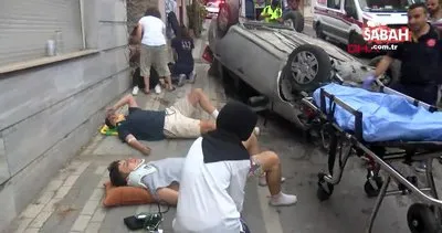 Üsküdar’da korkunç kaza! Aydınlatma direğine çarpan otomobil takla attı: 5 yaralı | Video