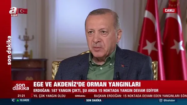Başkan Erdoğan açıkladı: 187 yangın çıktı, şu anda 15 noktada yangın devam ediyor | Video