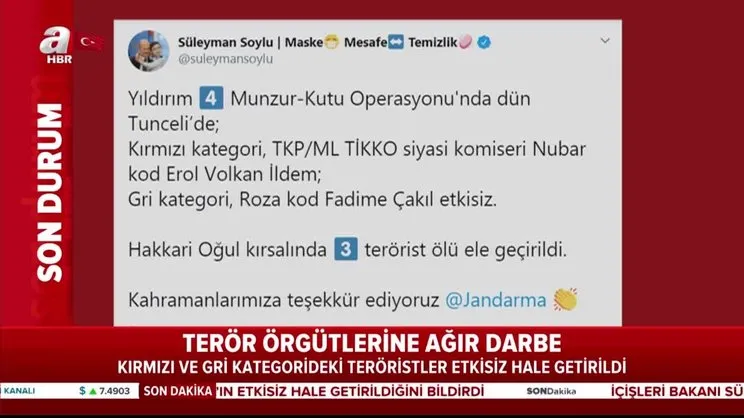 Son dakika: İçişleri Bakanı Soylu duyurdu! Kırmızı ve gri kategorideki teröristler etkisiz hale getirildi | Video