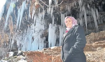 Köy buz tuttu şelaleler dondu