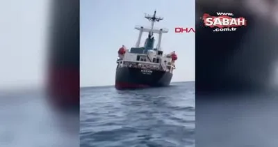 Ahşap yük taşıyan gemi Antalya körfezi’nde yan yattı | video
