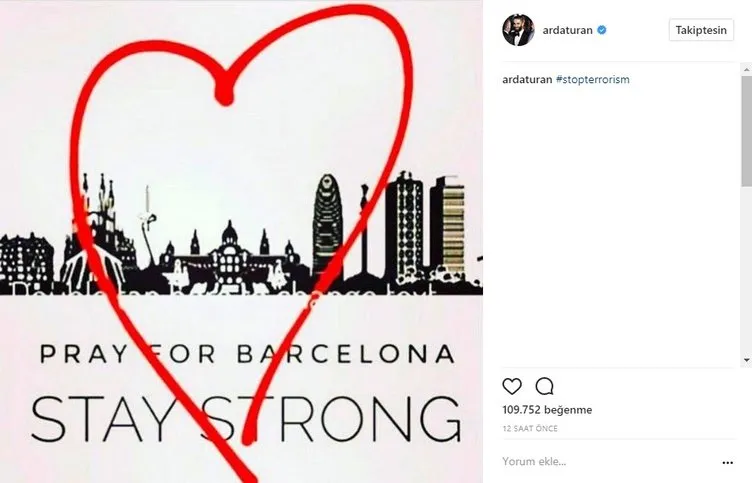 Barselona’daki saldırı sonrası Arda Turan ve arkadaşları...