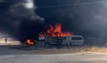Suruç’ta araç otoparkında yangın