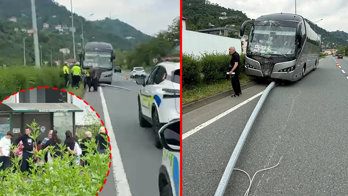 Elektrik direğini deviren otobüs metrelerce sürüklendi!