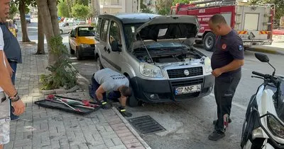 Alanya’da aracın motoruna sıkışan kediyi itfaiye kurtardı #antalya