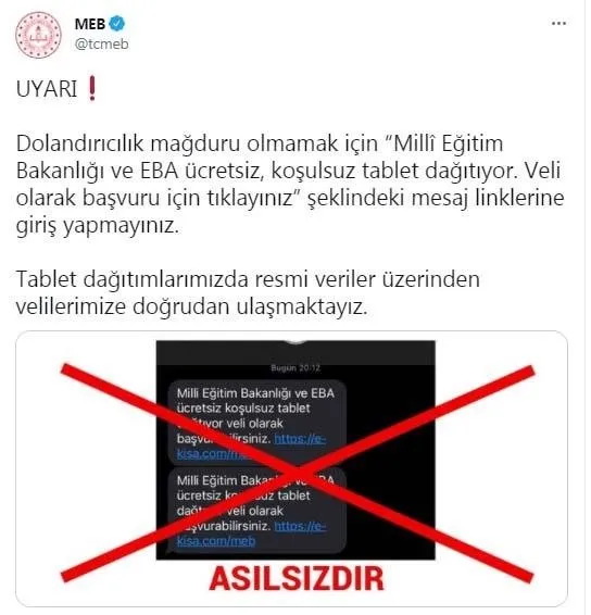 meb den tablet mesaji uyarisi son