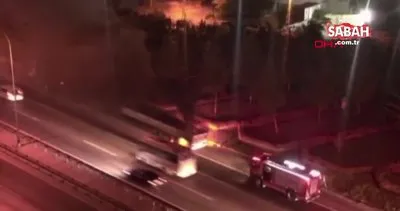 Sancaktepe TEM Otoyolu’nda TIR’da çıkan yangını itfaiye söndürdü | Video