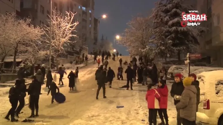 Ankara’da karın keyfini çocukları çıkardı | Video