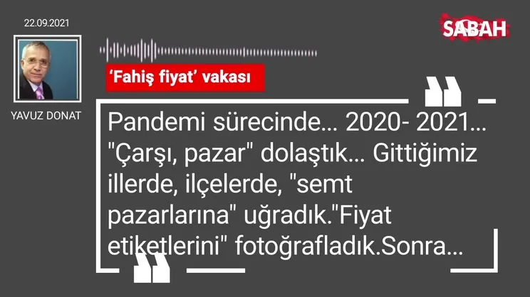 Yavuz Donat | ‘Fahiş fiyat’ vakası