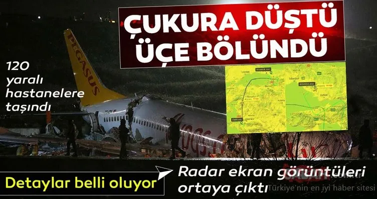 Pegasus uçağı, Sabiha Gökçen Havalimanına inişte pistten çıktı ve 50 metrelik çukura düştü