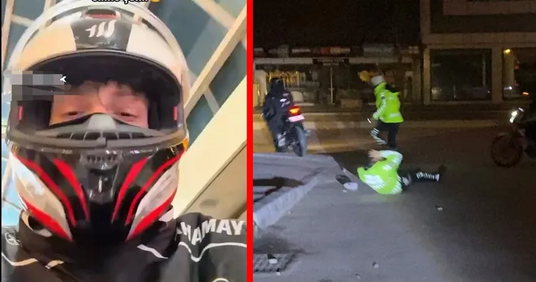 Dur ihtarına uymayıp polisi ezdi! Pişkince sosyal medya hesabında paylaştı! İşte o anlar