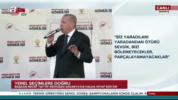 Cumhurbaşkanı Erdoğan, Sakarya'da vatandaşlara hitap etti