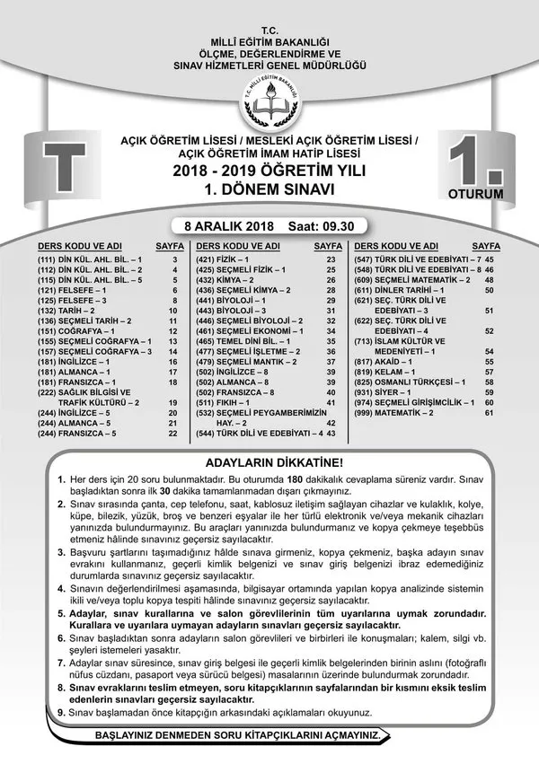 AÖL soruları ve cevapları 2018 yayınlandı! 8-9 Aralık MEB Açık Lise AÖL sınav soruları ve cevapları!