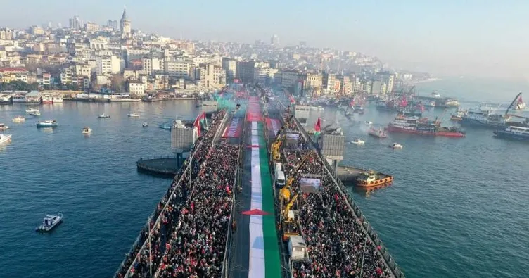 Galata Köprüsü’nde Filistin için büyük yürüyüş! Türkiye 1 Ocak’ta tek yürek olacak