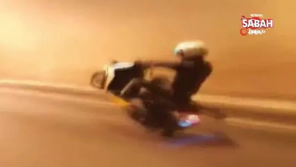 İstanbul’da tünelde tek teker giden motosikletlinin kaza yaptığı anlar kamerada