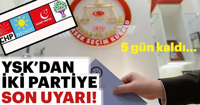 YSK'dan iki partiye uyarı geldi