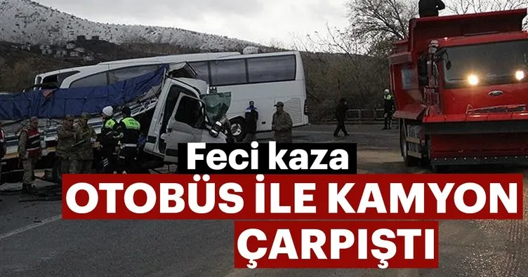 Diyarbakır-Mardin kara yolunda otobüs ile kamyonun çarpıştı