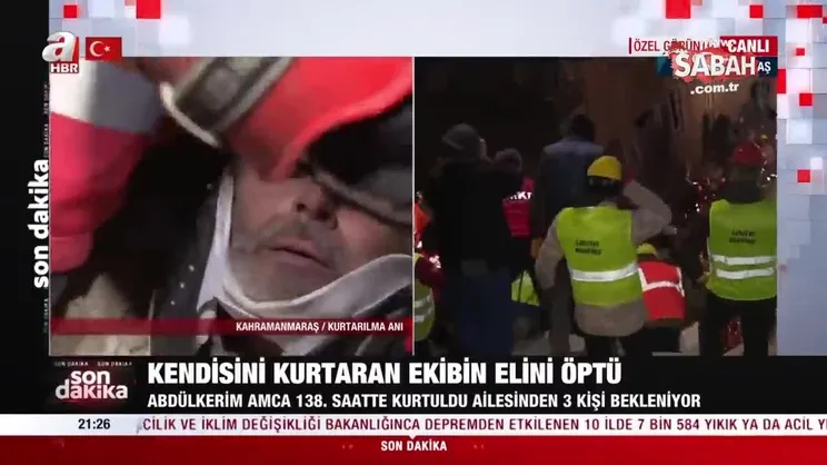 Kendisini kurtaran ekibin ellerini öptü! 138’inci saatte Abdülkerim Amca kurtarıldı! | Video