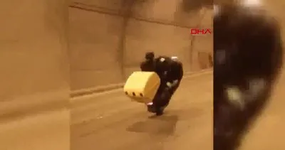 İstanbul Beyoğlu’nda tünelde tehlikeli tek teker yolculuğu